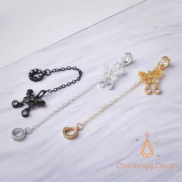 14K Gold Filled Butterfly Safety Chain with Cubic Zirconia – DIY Jewelry Spacer Findings
