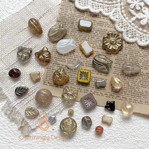 Mallard Brown Czech Glass Beads – 40 Designs for Imported DIY Jewelry Supplies(Set of 4)
