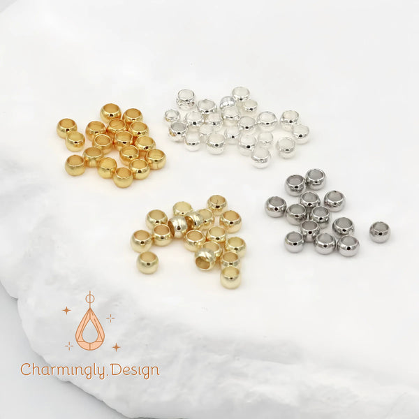 200pcs Gold-Filled Crimp Beads Spacer Stoppers Beads Clamp Ends – DIY Jewelry (1.5/ 2/2.5/3mm)