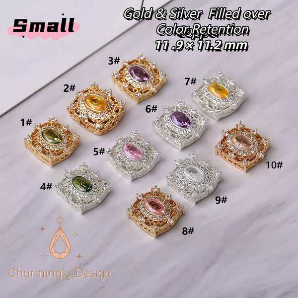 14K Gold-Filled Square Spacer Beads for DIY Jewelry – Micro-Paved Zircon – Small Size (Set of 2)