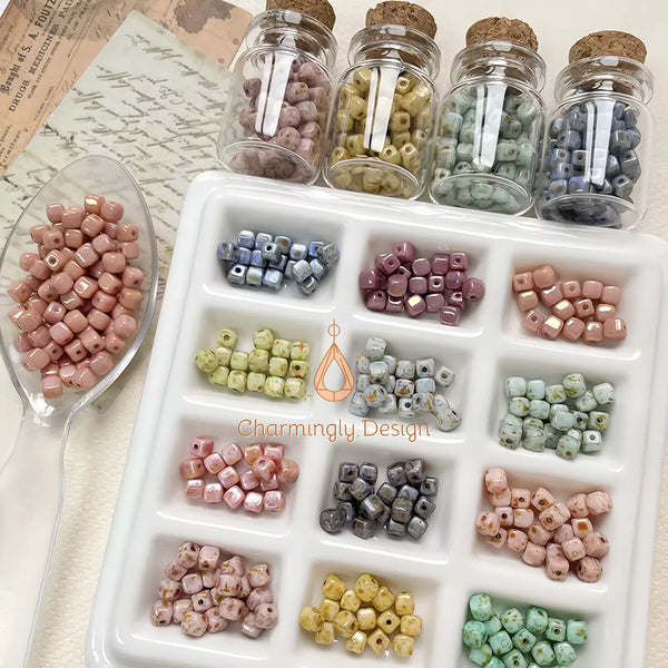 Imported Czech Glass Cube Beads – 3.5mm –  DIY Jewelry（Set of 40）