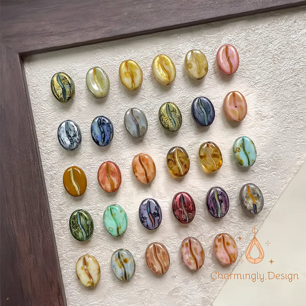 Imported Czech Glass Coffee Bean Beads – 28 Designs for DIY Jewelry Supplies（Set of 4)
