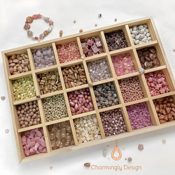 Vintage Czech Glass Beads – 50 Designs with Gold Accents for DIY Jewelry Supplies（Set of 4）