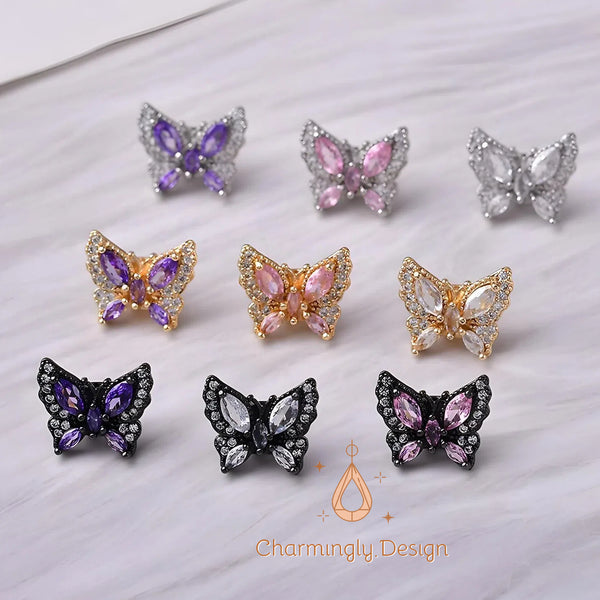 18K Gold Filled Butterfly Charms with Zircon – DIY Jewelry Spacer Beads for Necklaces and Bracelets