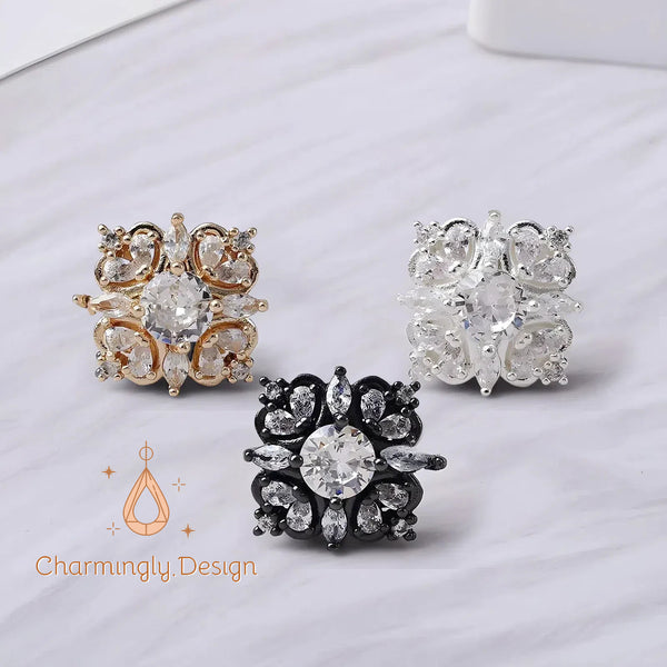 Micro-Paved Zircon Flower Crown Charms – 18K Gold Filled DIY Jewelry Findings with Tarnish Resistance