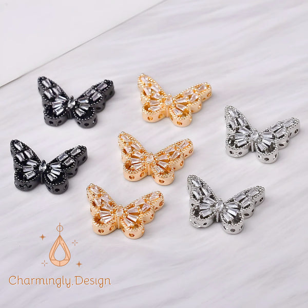 18K Gold-Filled Butterfly Spacer Beads with Zircon – Premium DIY Jewelry Findings