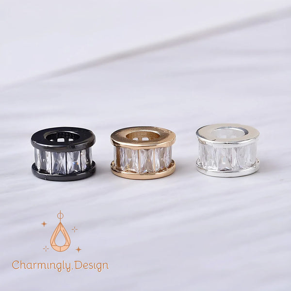 14K Gold Filled Zircon Spacer Beads Gold/Black/Silver – Barrel Design for DIY Jewelry