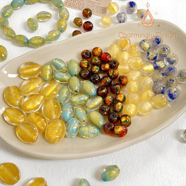 Gold-Foil Galaxy Glass Beads – 10-22mm DIY Jewelry Making Supplies (Set of 2)