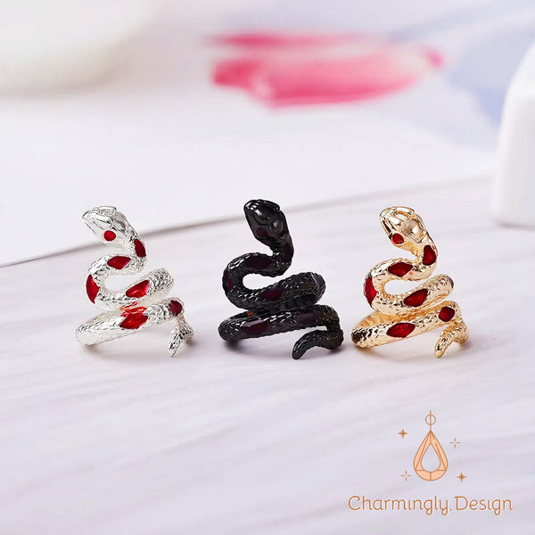 Gold-Plated Snake Charms with Micro-Paved Zircon – DIY Jewelry Findings(Set of 2)