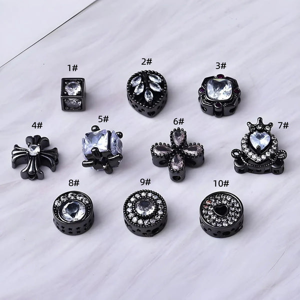 High-Gloss Black Zircon Spacer Beads – DIY Jewelry Making Supplies(Set of 2)