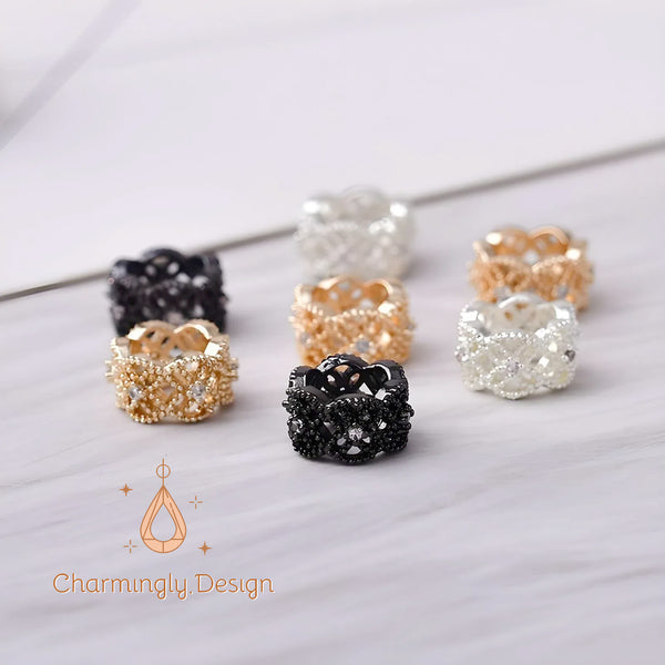 18K Gold Filled Spacer Beads with Zircon – DIY Jewelry Findings(Set of 4)