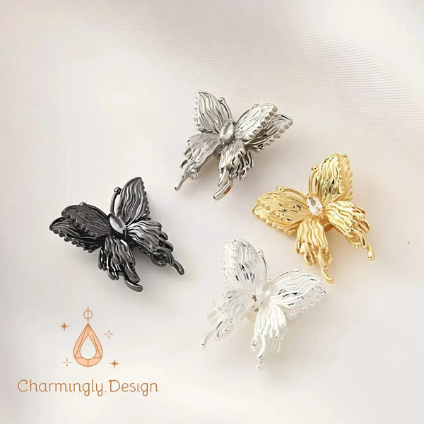 14K Gold-Plated 3D Double-Layer Butterfly Bead Spacer – DIY Jewelry Making Supplies(Set of 3)