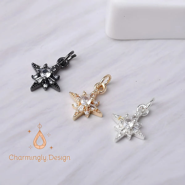 Gold-Plated Hexagram Star Spacer Beads Pendant with Zircon – DIY Jewelry Findings