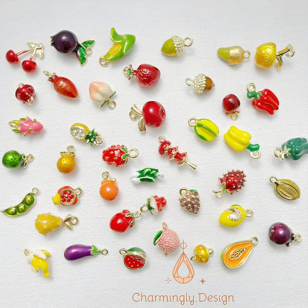 Cute Mini 3D Fruit & Vegetable Alloy Charms – DIY Jewelry & Phone Chain Accessories(Set of 2)