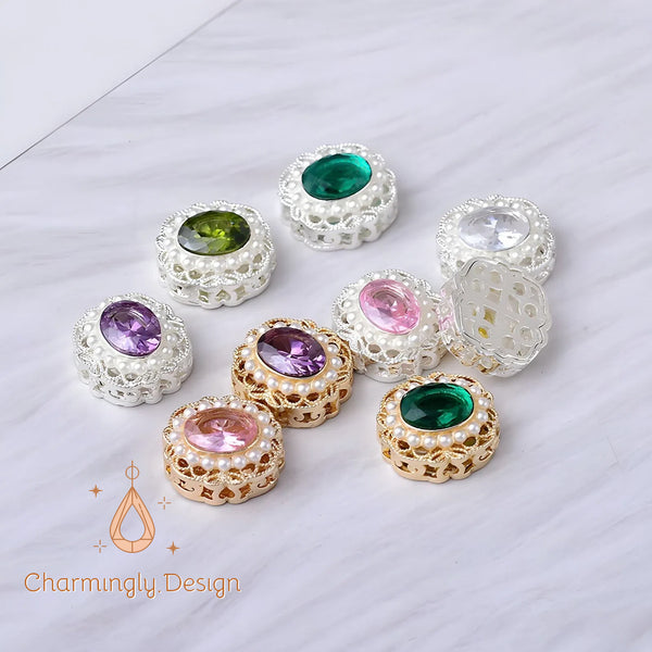 14K Gold Filled Spacer Beads with Colored Zircon and Pearl Accents – DIY Jewelry Findings