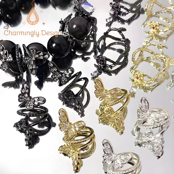 14K Gold Filled Butterfly Wire-Wrapped Beads with Zircon – DIY Jewelry Findings